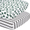 Leaf n Stripe 2-Pack Fitted Crib Sheet Set