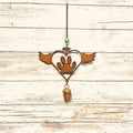 Flying Heart with Paw and Wings Single Rusty Metal Memorial Bell Chime